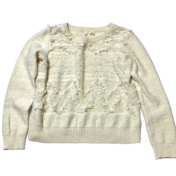 Anthropology MOTH Cream White Knitted Sweater Size Small - Picture 3 of 11